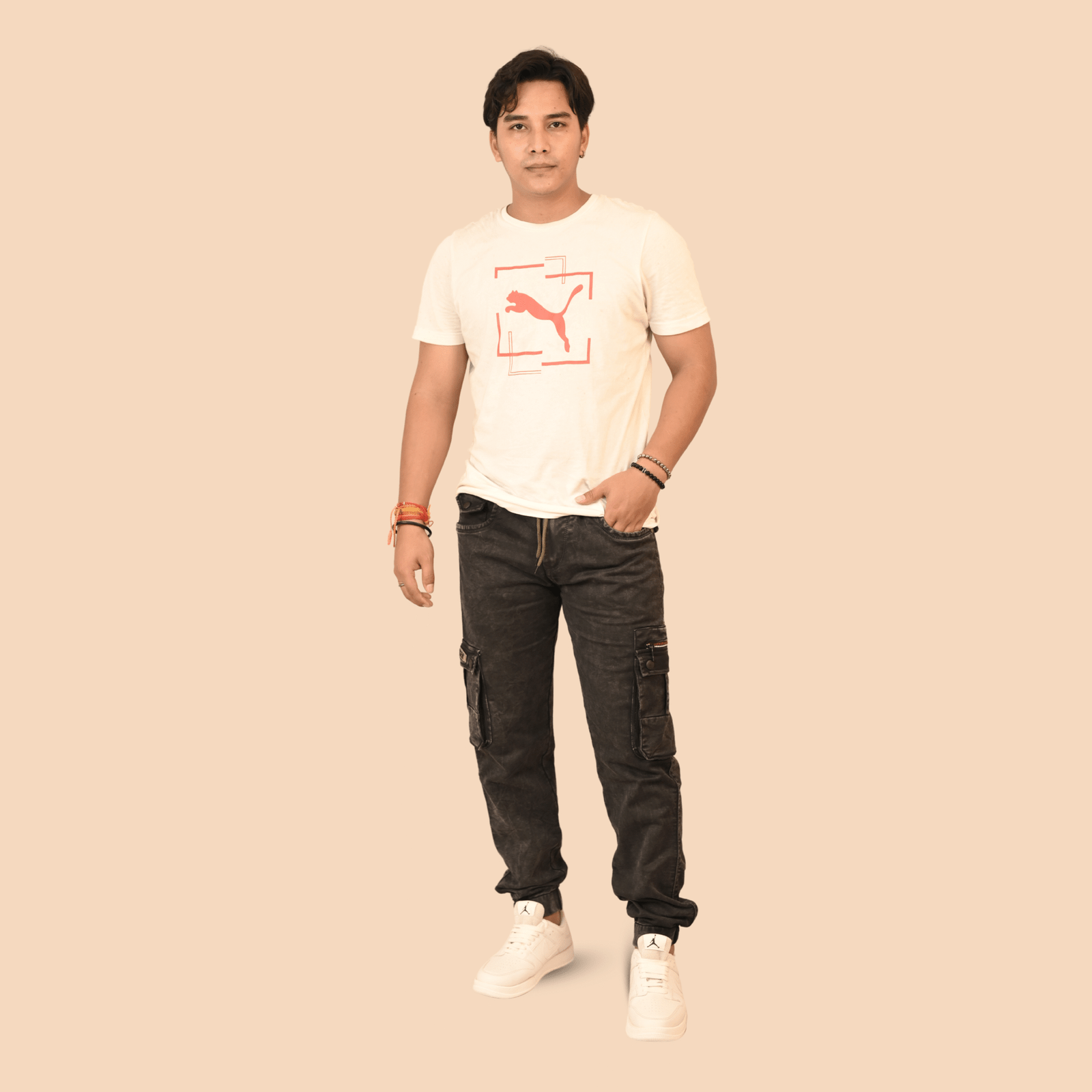 Men's Black 6 Pocket Denim Joggers