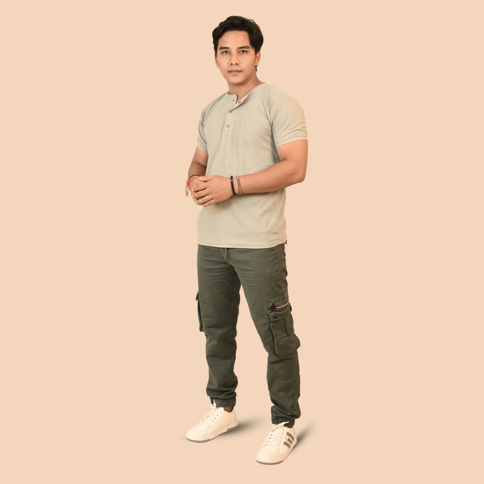Men's 6 Pocket Bottle Green Denim Joggers